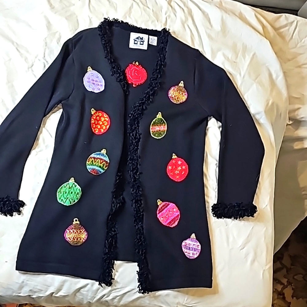 EUC: CHRISTMAS Sweater Storybook Knits Size M 3/4 length